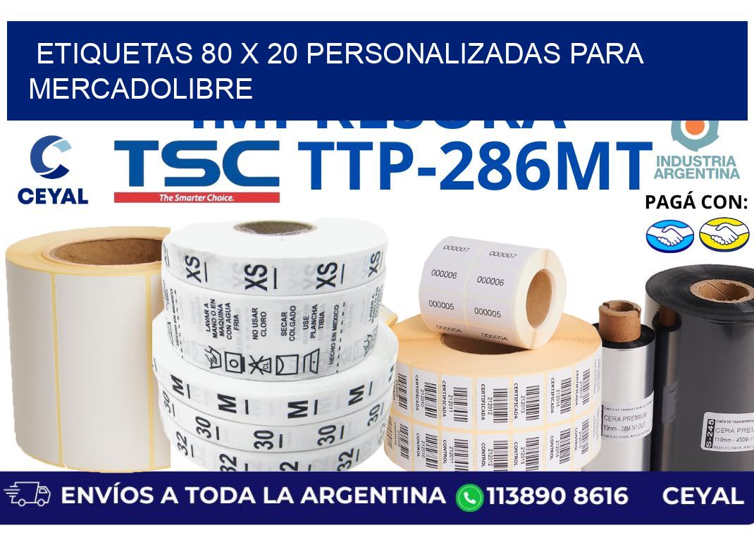 etiquetas 80 x 20 personalizadas para mercadolibre