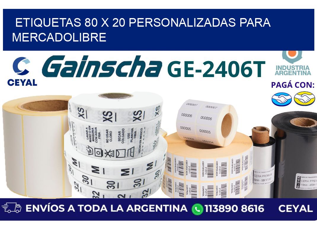 etiquetas 80 x 20 personalizadas para mercadolibre