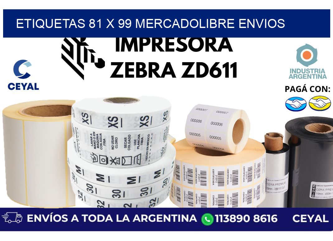 etiquetas 81 x 99 mercadolibre envios