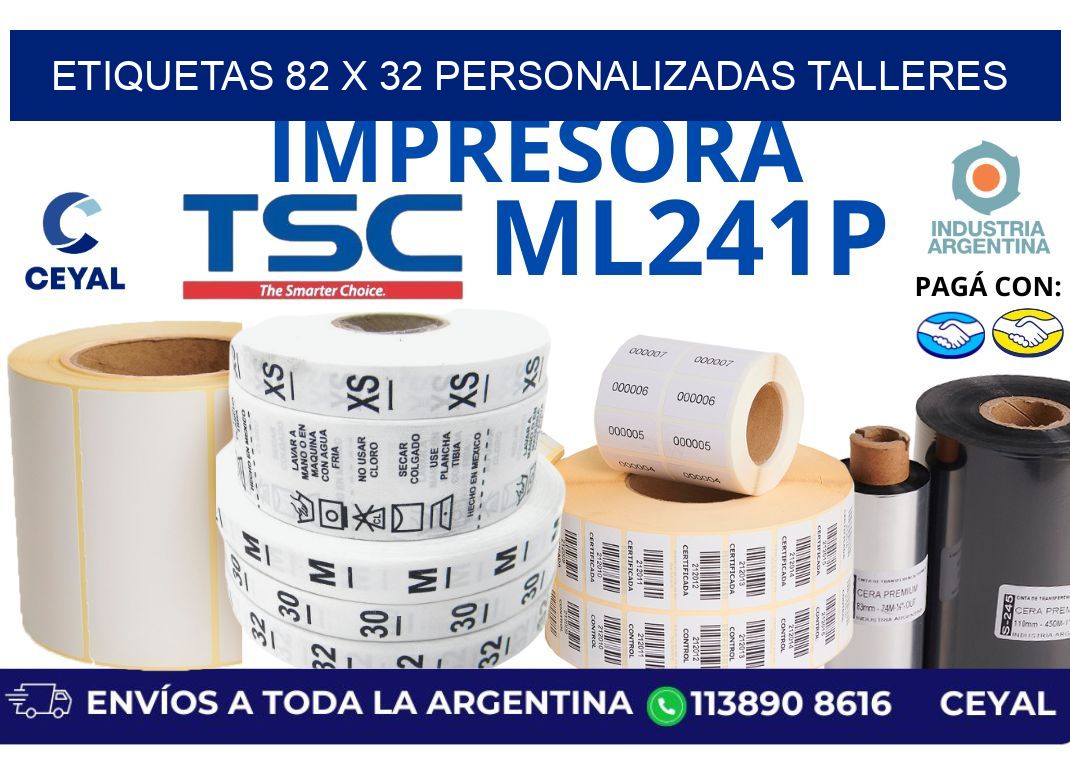 etiquetas 82 x 32 personalizadas talleres