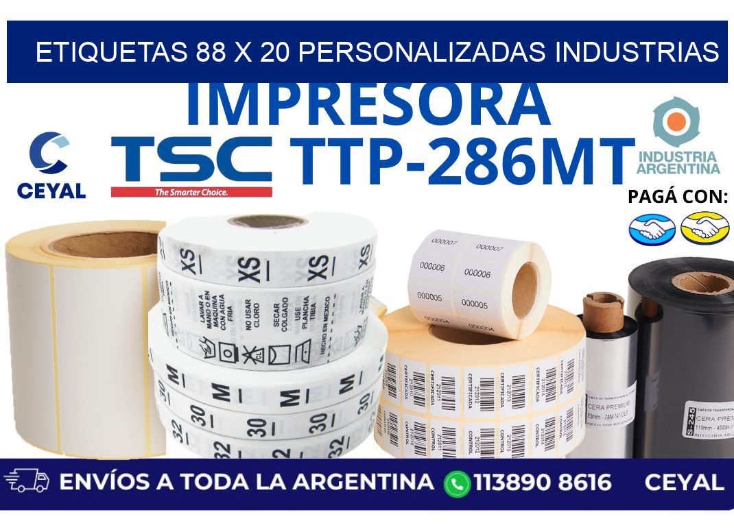 etiquetas 88 x 20 personalizadas industrias