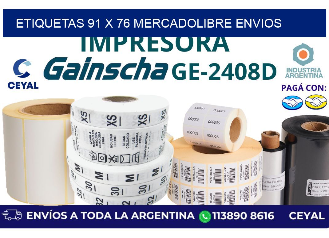 etiquetas 91 x 76 mercadolibre envios
