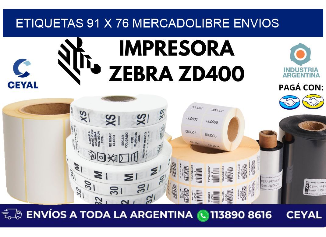 etiquetas 91 x 76 mercadolibre envios