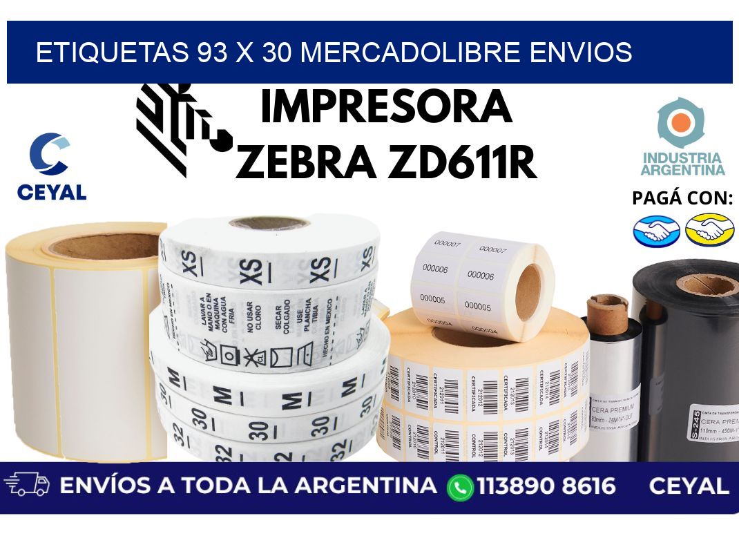 etiquetas 93 x 30 mercadolibre envios