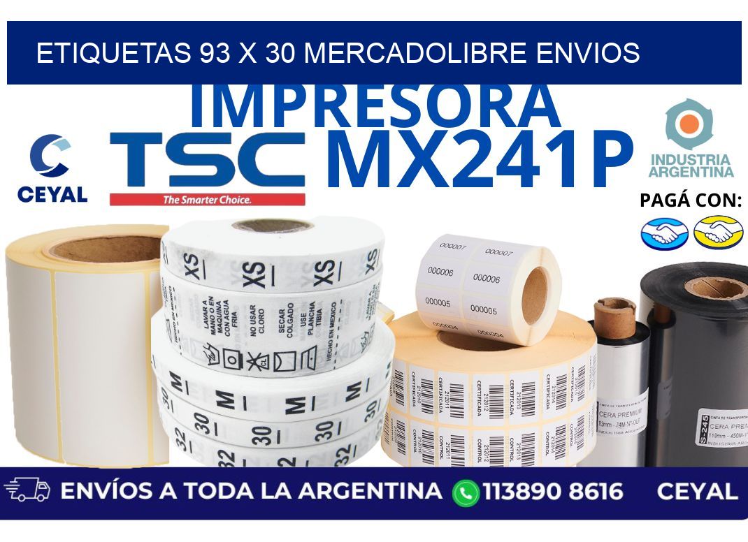 etiquetas 93 x 30 mercadolibre envios