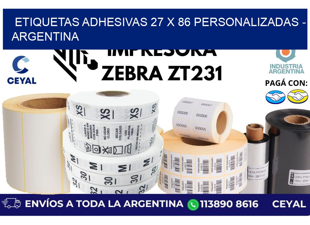 etiquetas adhesivas 27 x 86 personalizadas - Argentina