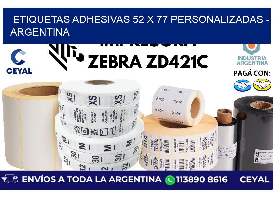 etiquetas adhesivas 52 x 77 personalizadas - Argentina