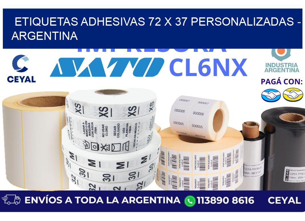 etiquetas adhesivas 72 x 37 personalizadas - Argentina