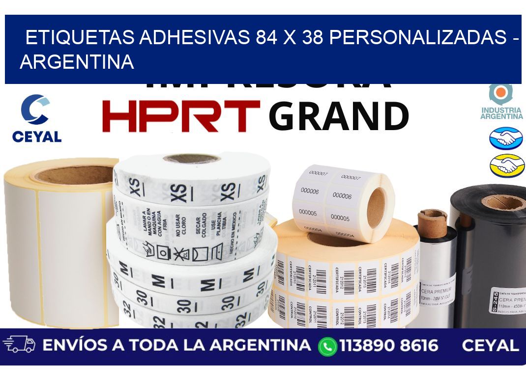 etiquetas adhesivas 84 x 38 personalizadas - Argentina