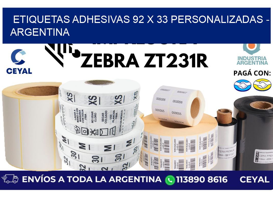 etiquetas adhesivas 92 x 33 personalizadas - Argentina