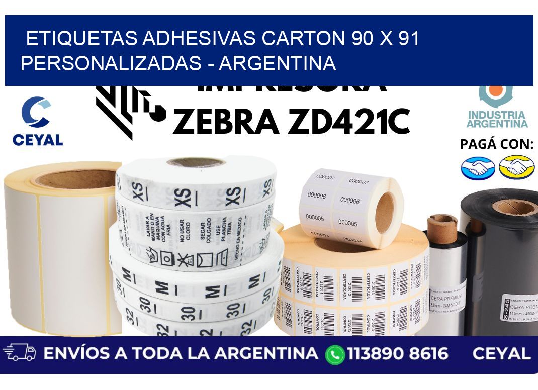 etiquetas adhesivas carton 90 x 91 personalizadas - Argentina