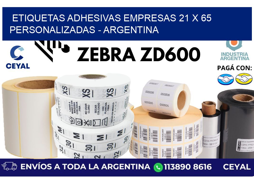 etiquetas adhesivas empresas 21 x 65 personalizadas - Argentina
