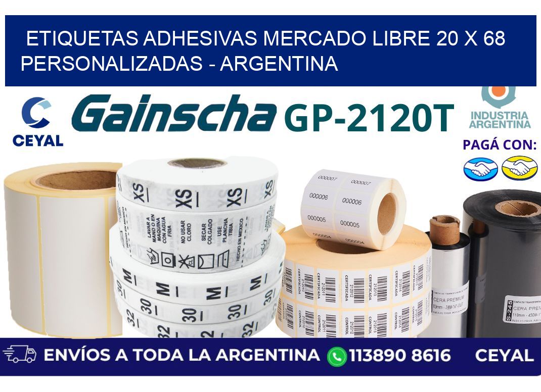 etiquetas adhesivas mercado libre 20 x 68 personalizadas - Argentina