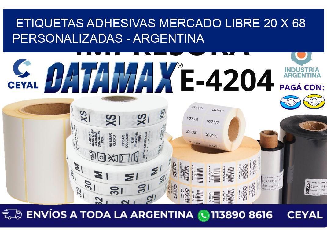 etiquetas adhesivas mercado libre 20 x 68 personalizadas - Argentina
