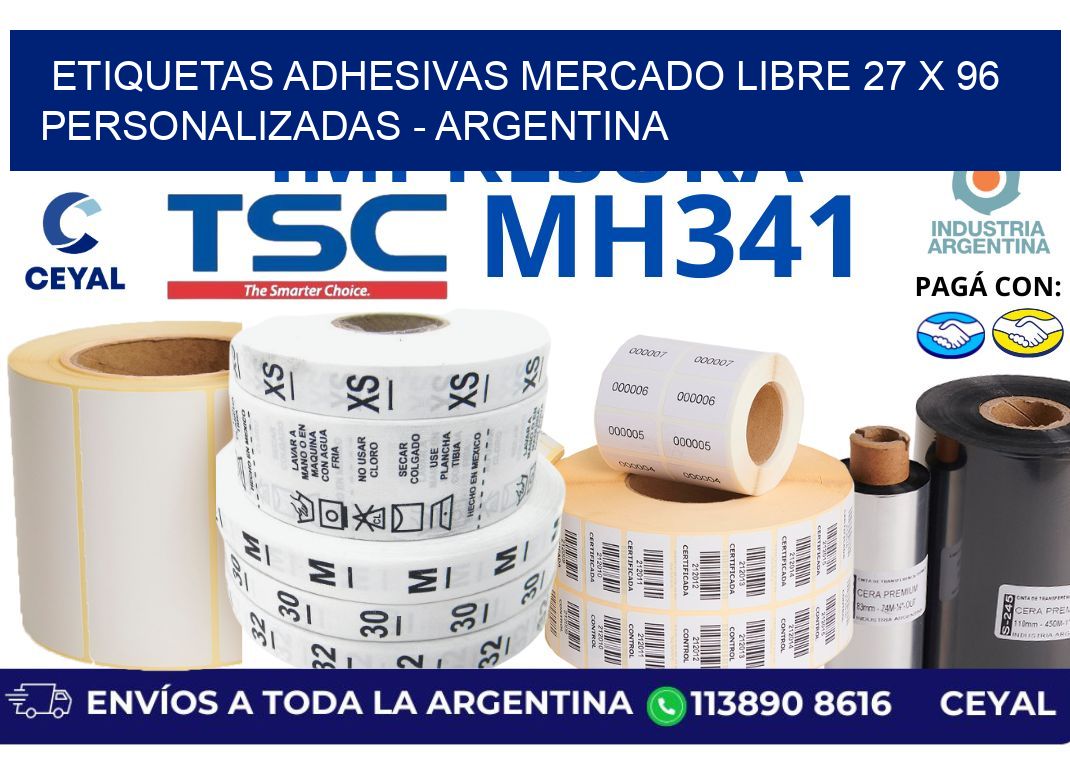 etiquetas adhesivas mercado libre 27 x 96 personalizadas - Argentina