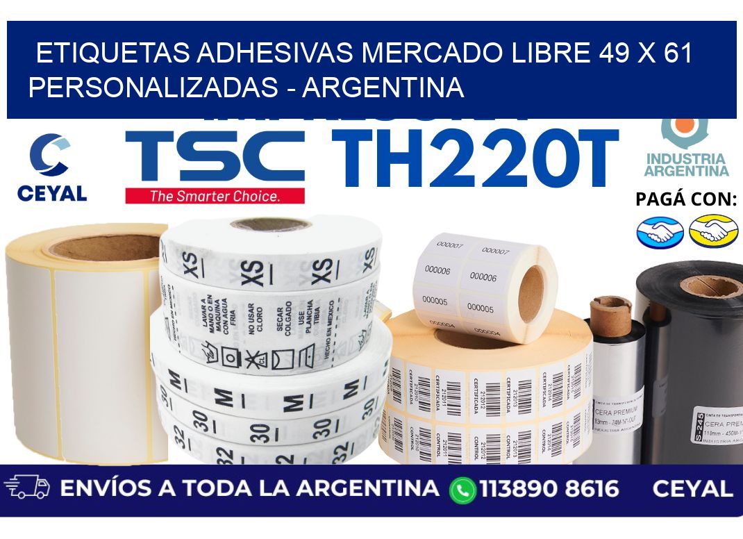 etiquetas adhesivas mercado libre 49 x 61 personalizadas - Argentina