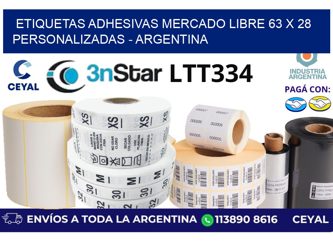 etiquetas adhesivas mercado libre 63 x 28 personalizadas – Argentina