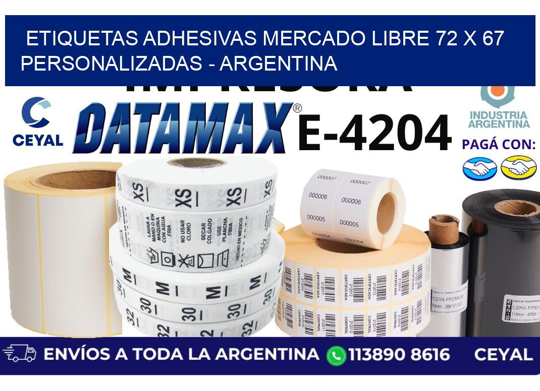 etiquetas adhesivas mercado libre 72 x 67 personalizadas – Argentina