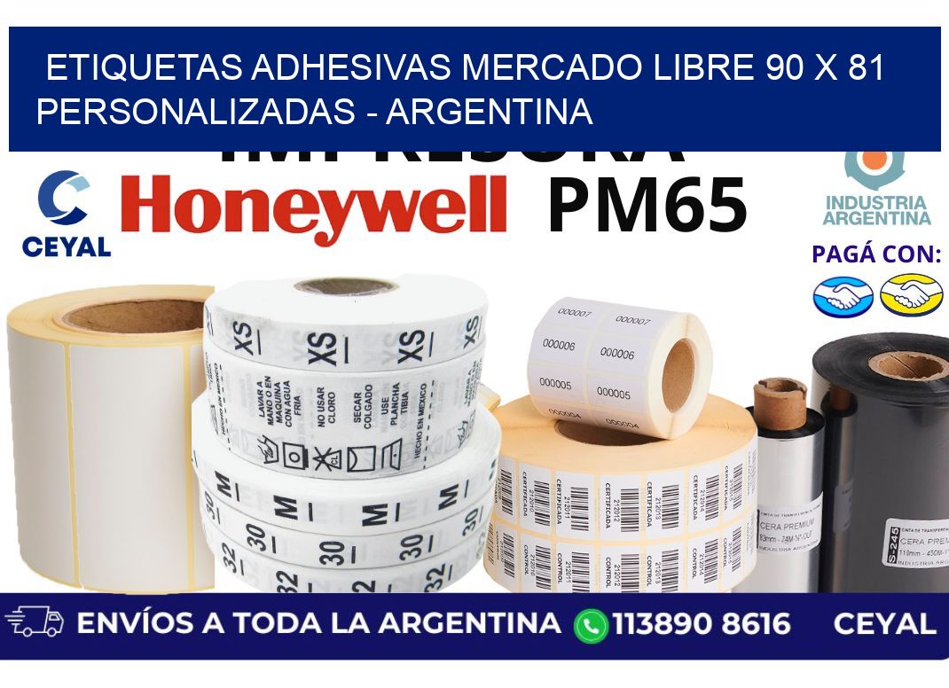 etiquetas adhesivas mercado libre 90 x 81 personalizadas - Argentina
