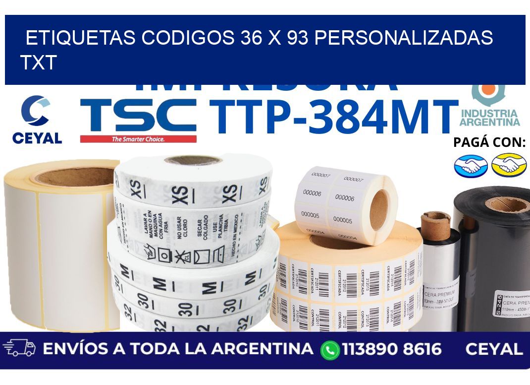 etiquetas codigos 36 x 93 personalizadas txt
