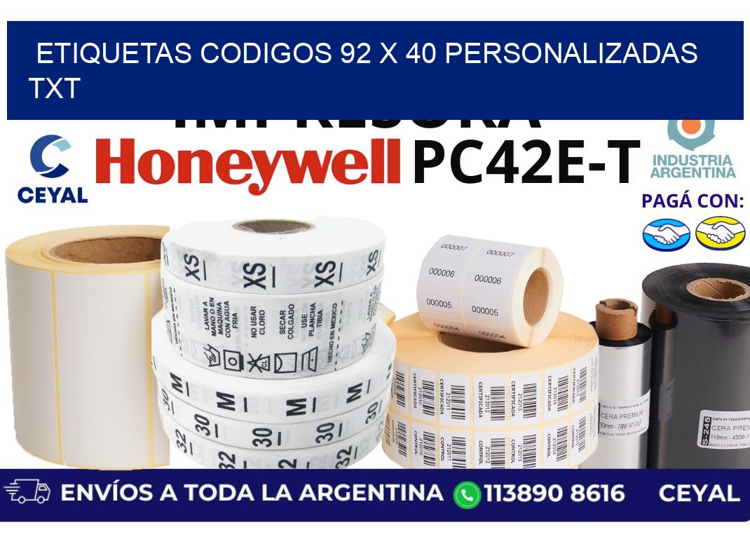 etiquetas codigos 92 x 40 personalizadas txt