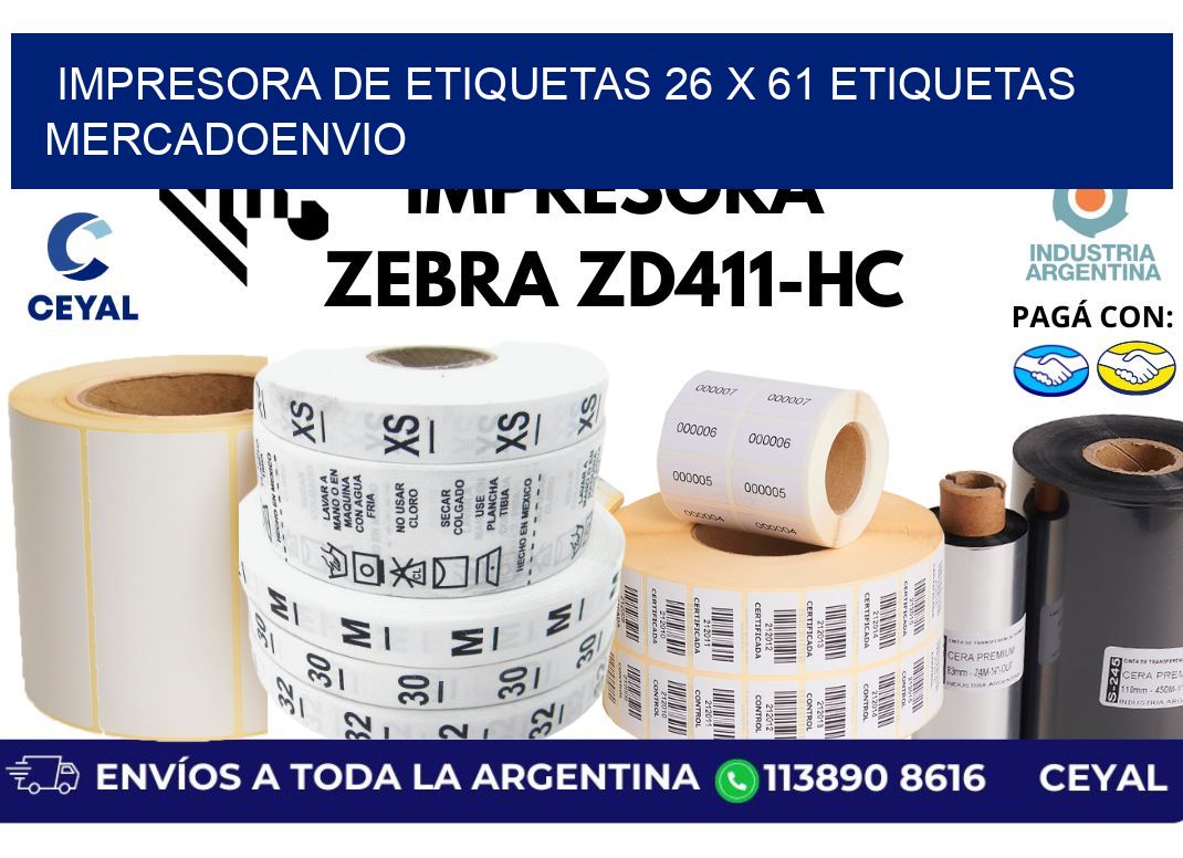 impresora de etiquetas 26 x 61 etiquetas mercadoenvio