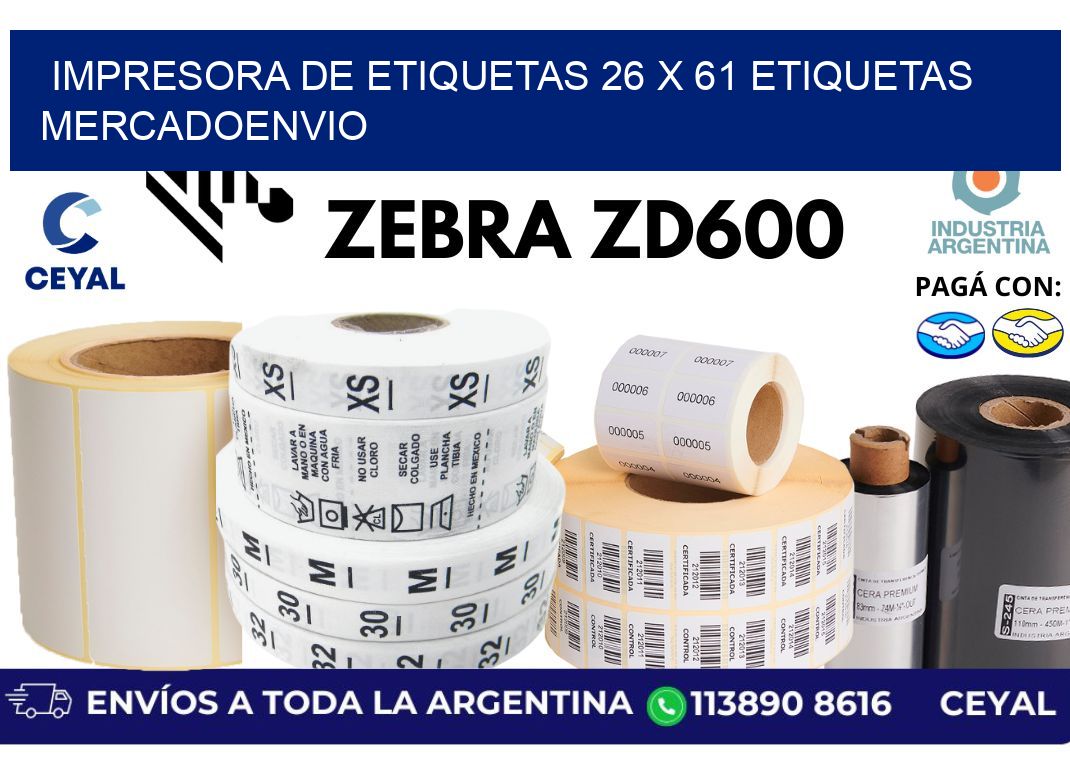 impresora de etiquetas 26 x 61 etiquetas mercadoenvio