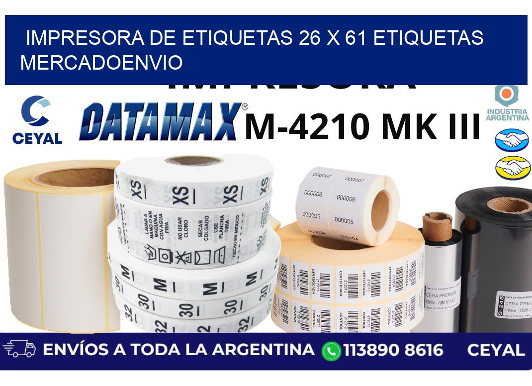 impresora de etiquetas 26 x 61 etiquetas mercadoenvio