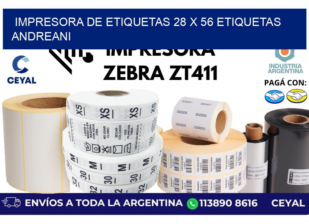 impresora de etiquetas 28 x 56 etiquetas andreani