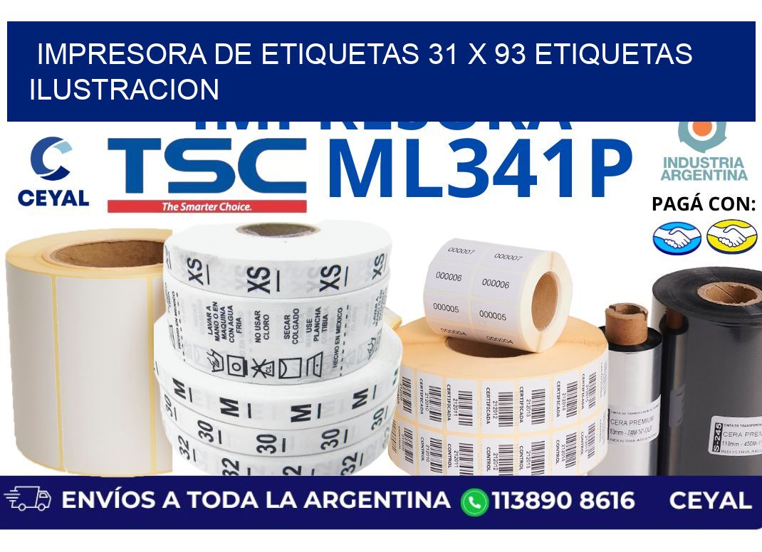 impresora de etiquetas 31 x 93 etiquetas ilustracion