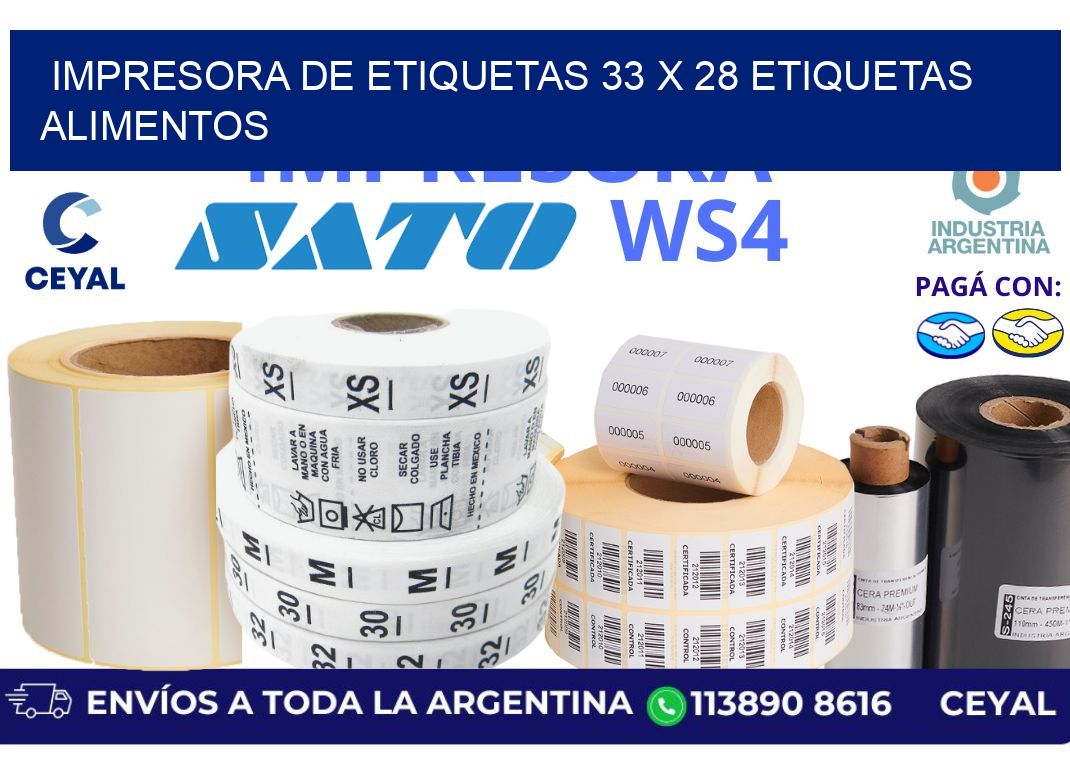 impresora de etiquetas 33 x 28 etiquetas alimentos