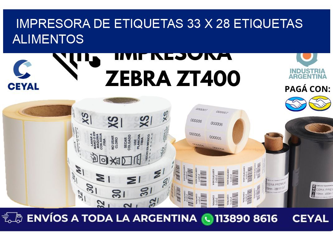 impresora de etiquetas 33 x 28 etiquetas alimentos