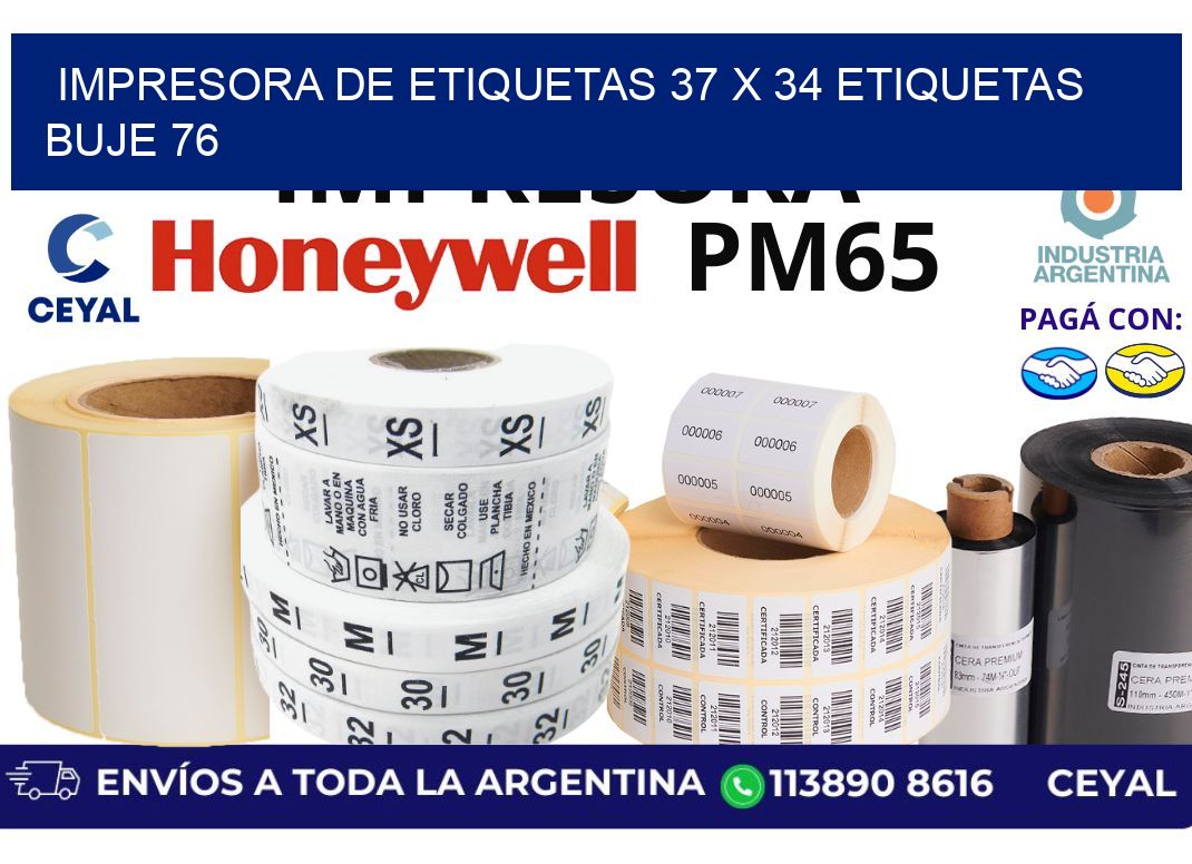 impresora de etiquetas 37 x 34 etiquetas buje 76