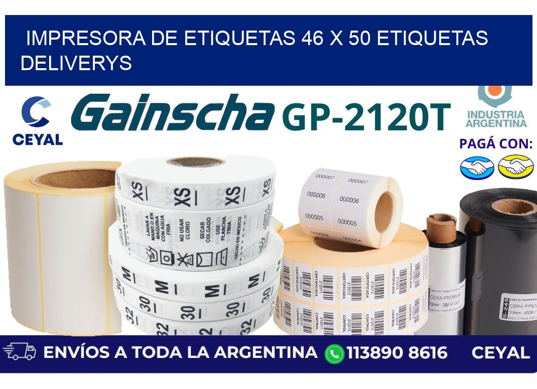 impresora de etiquetas 46 x 50 etiquetas deliverys