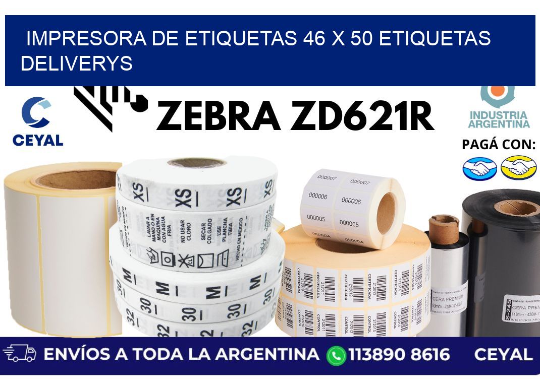 impresora de etiquetas 46 x 50 etiquetas deliverys