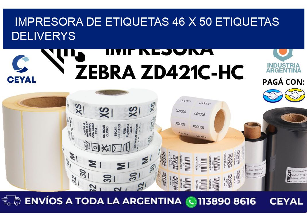 impresora de etiquetas 46 x 50 etiquetas deliverys
