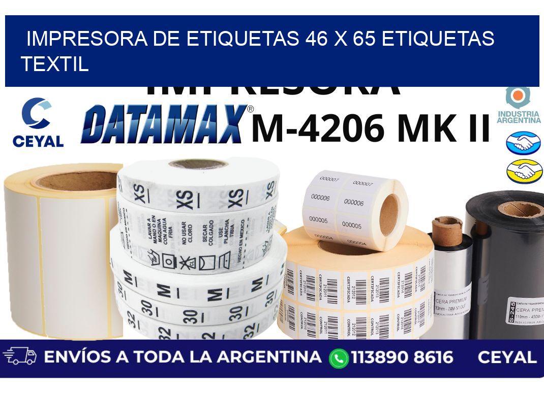 impresora de etiquetas 46 x 65 etiquetas textil