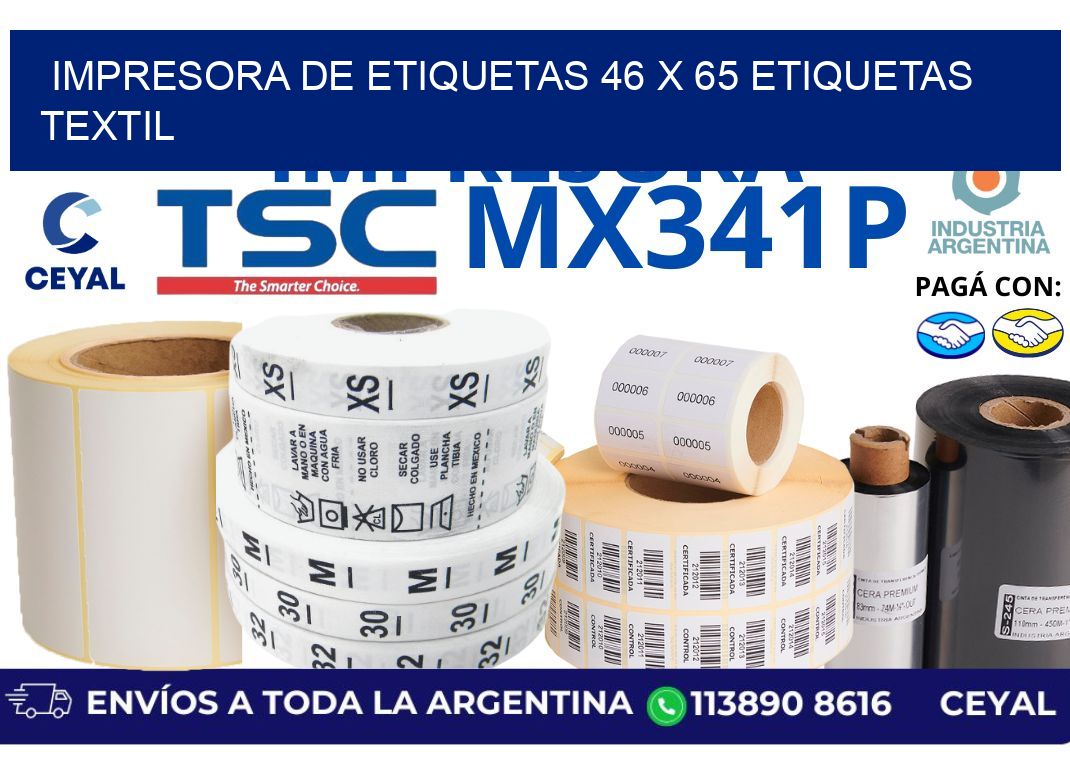 impresora de etiquetas 46 x 65 etiquetas textil