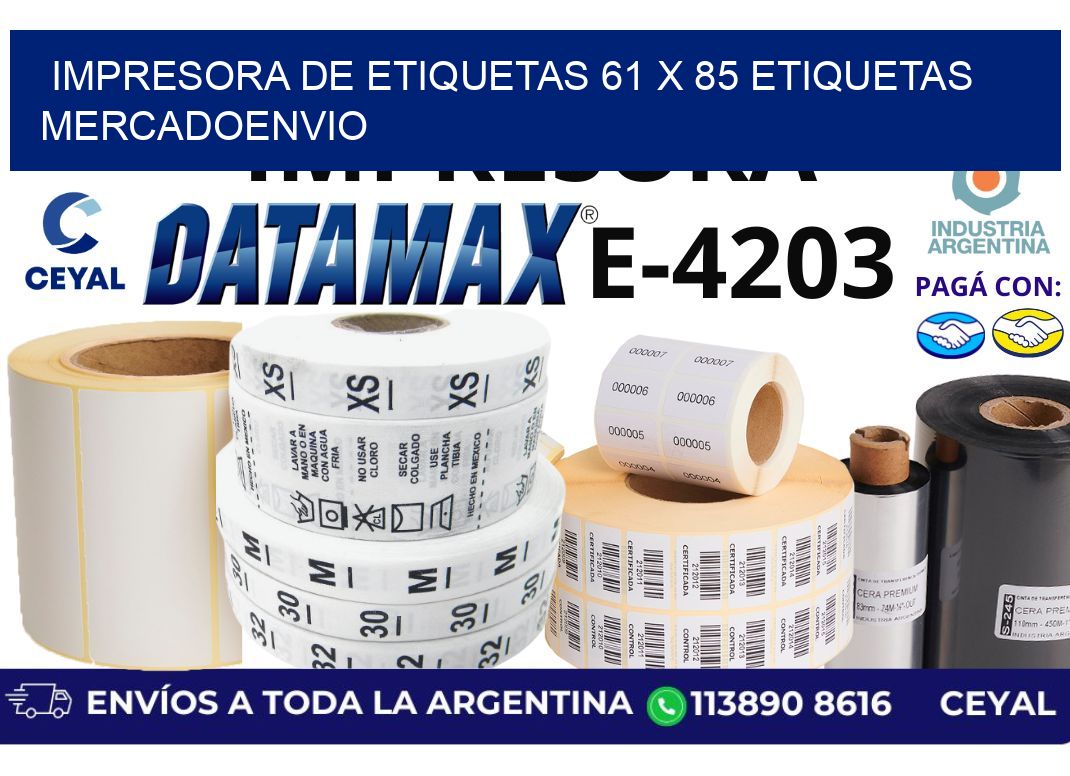 impresora de etiquetas 61 x 85 etiquetas mercadoenvio