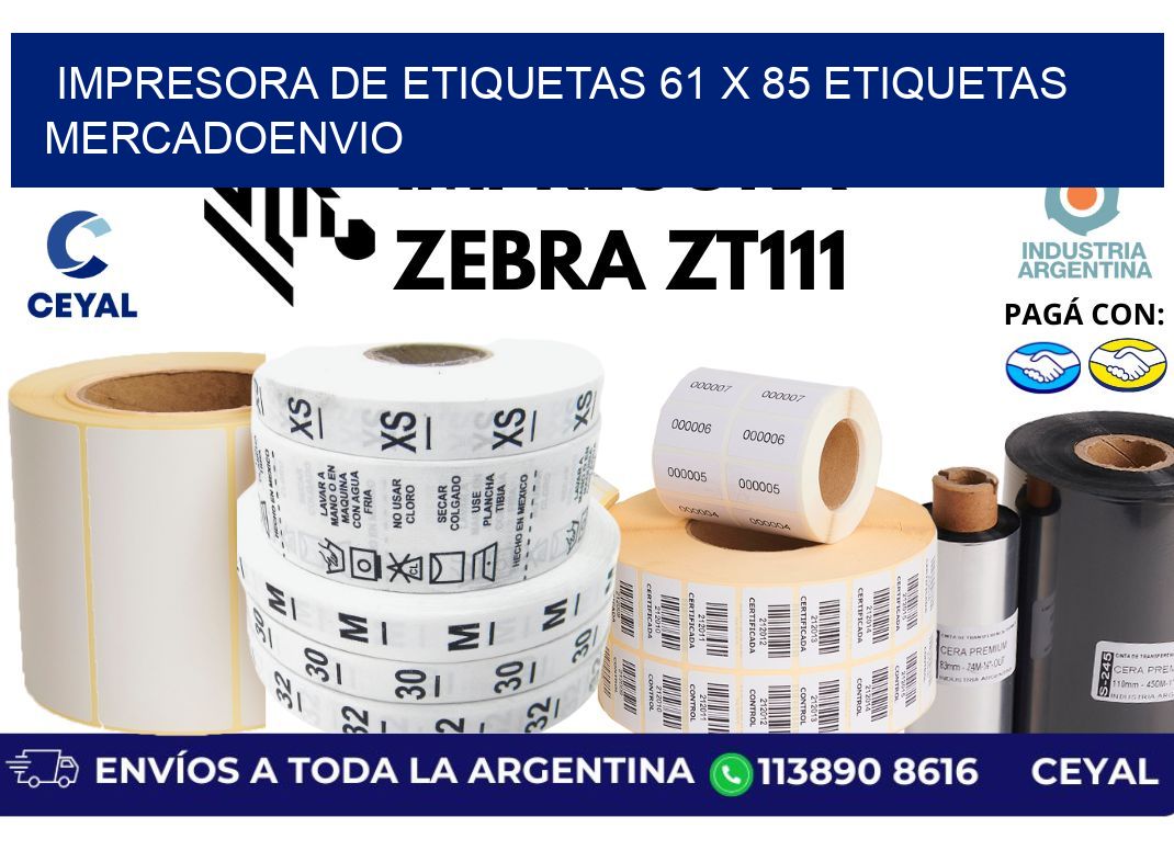impresora de etiquetas 61 x 85 etiquetas mercadoenvio