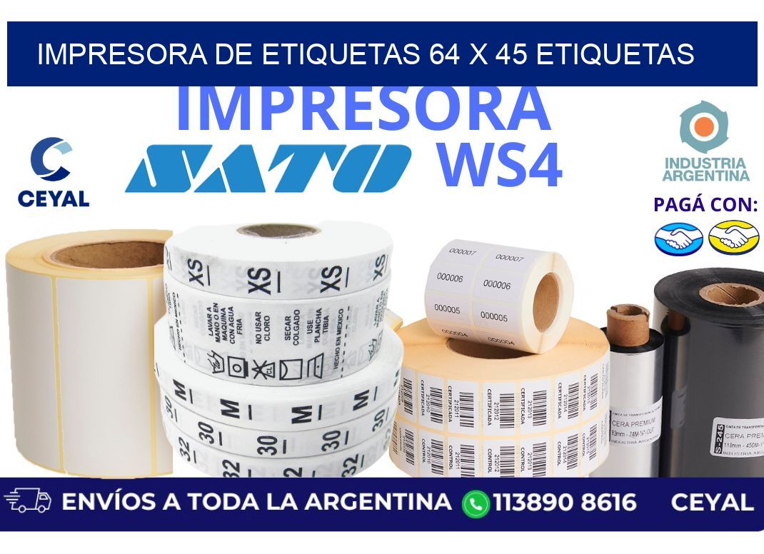 impresora de etiquetas 64 x 45 etiquetas