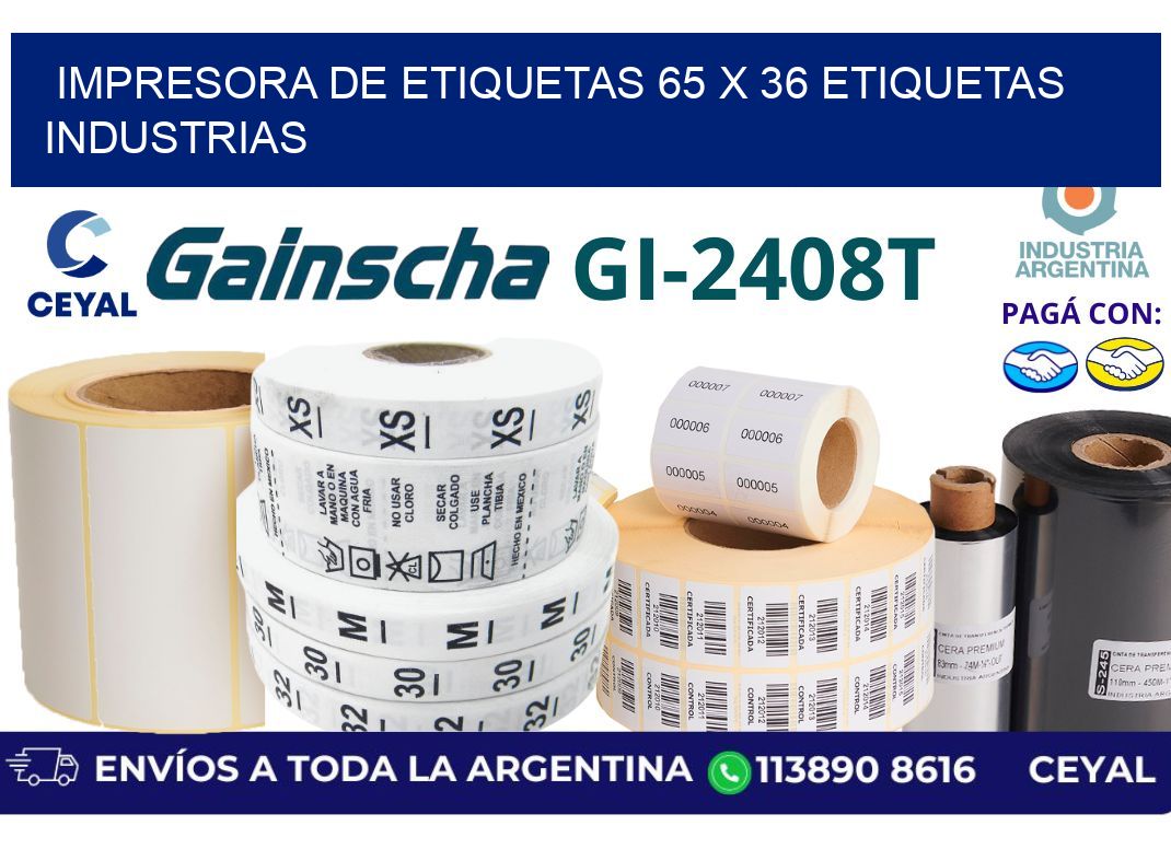 impresora de etiquetas 65 x 36 etiquetas industrias