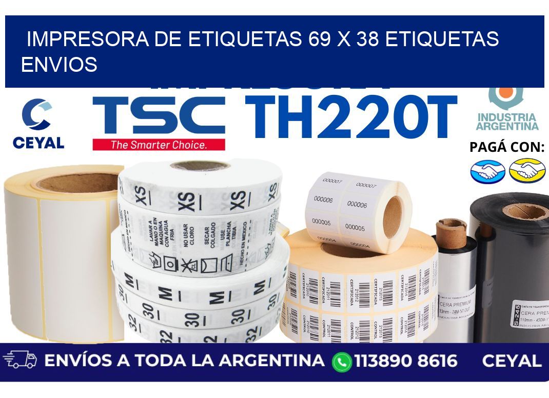 impresora de etiquetas 69 x 38 etiquetas envios