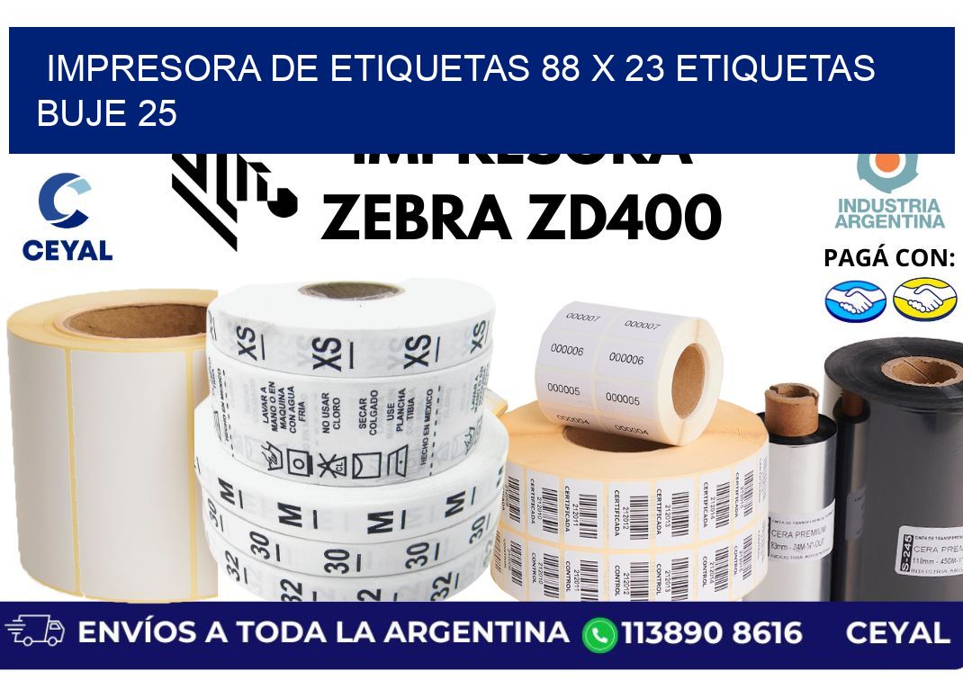 impresora de etiquetas 88 x 23 etiquetas  buje 25