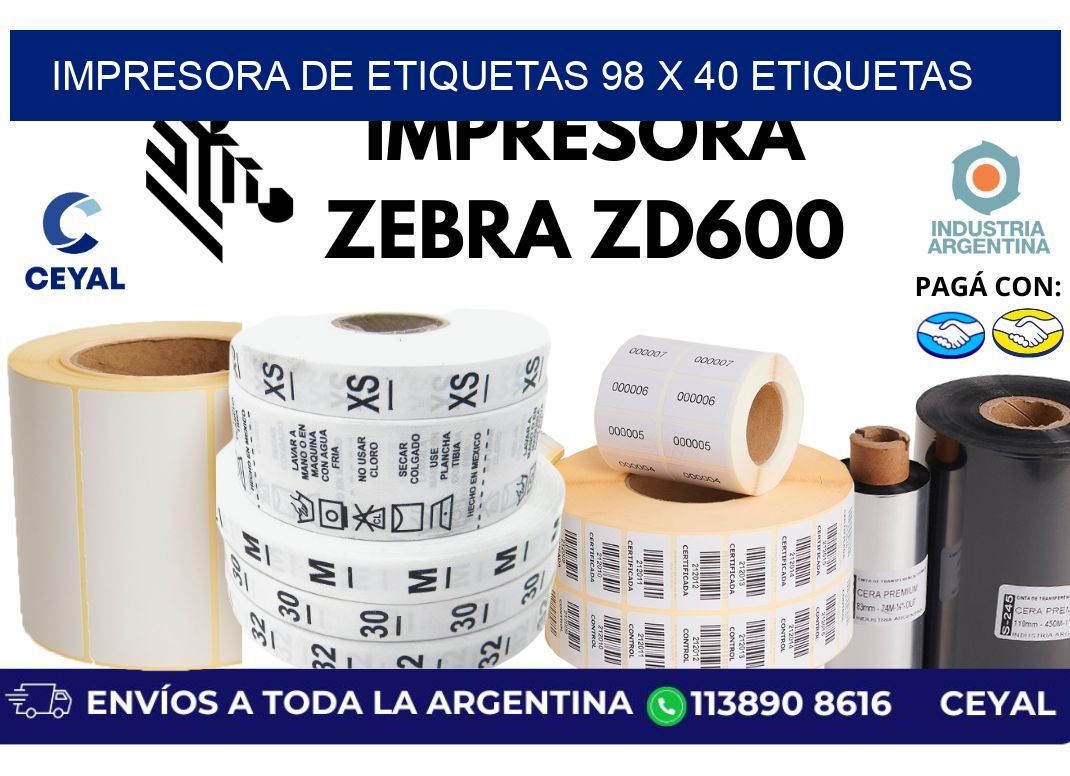 impresora de etiquetas 98 x 40 etiquetas