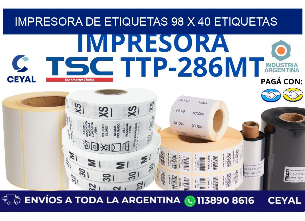 impresora de etiquetas 98 x 40 etiquetas