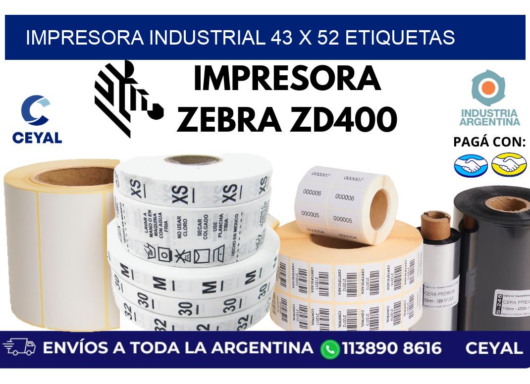 impresora industrial 43 x 52 etiquetas
