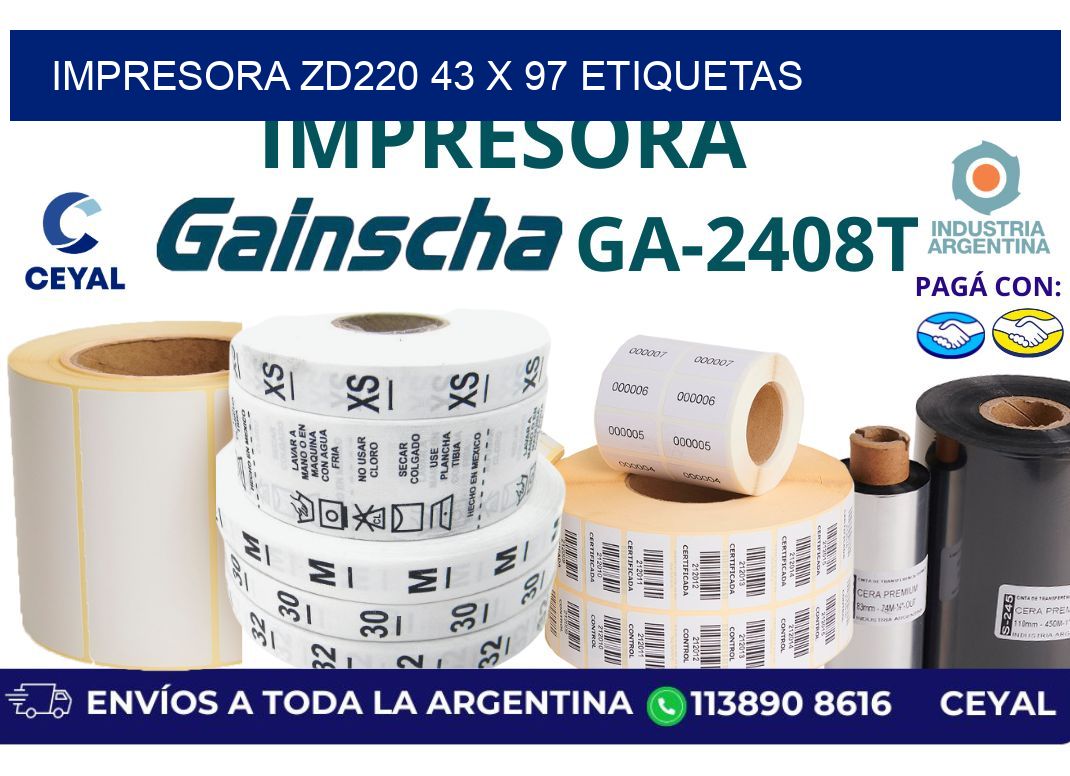 impresora zd220 43 x 97 etiquetas