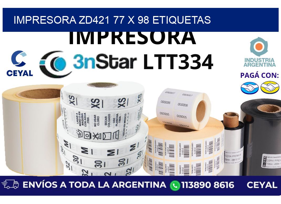 impresora zd421 77 x 98 etiquetas