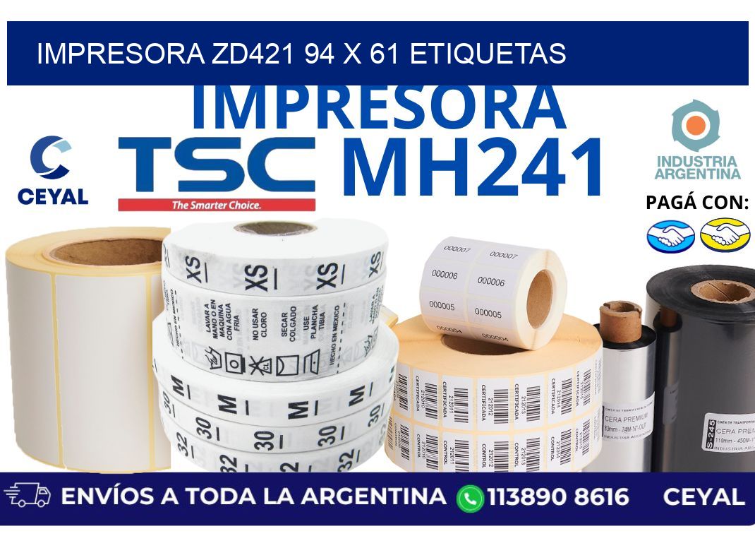 impresora zd421 94 x 61 etiquetas